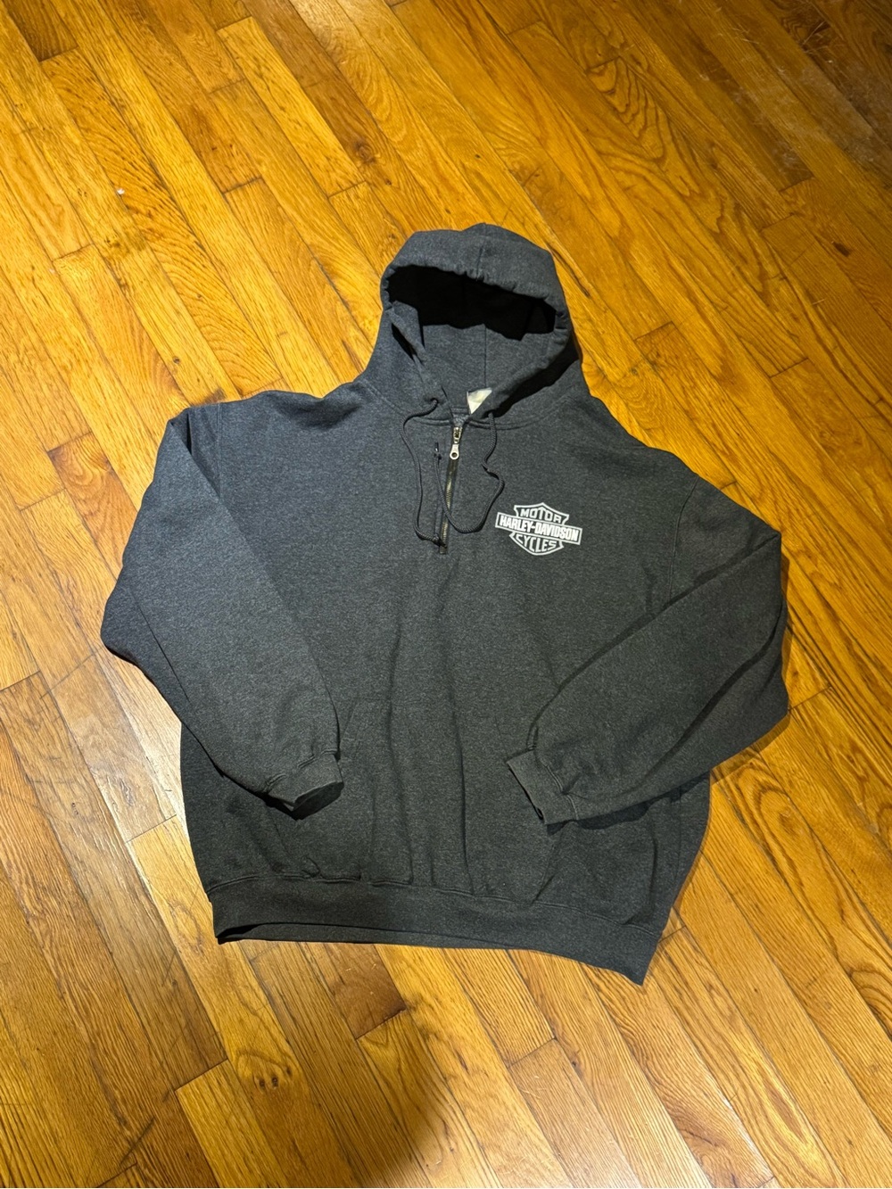 Vintage Harley-Davidson 1/4” Zip Charcoal Pullover Hoodie (M)